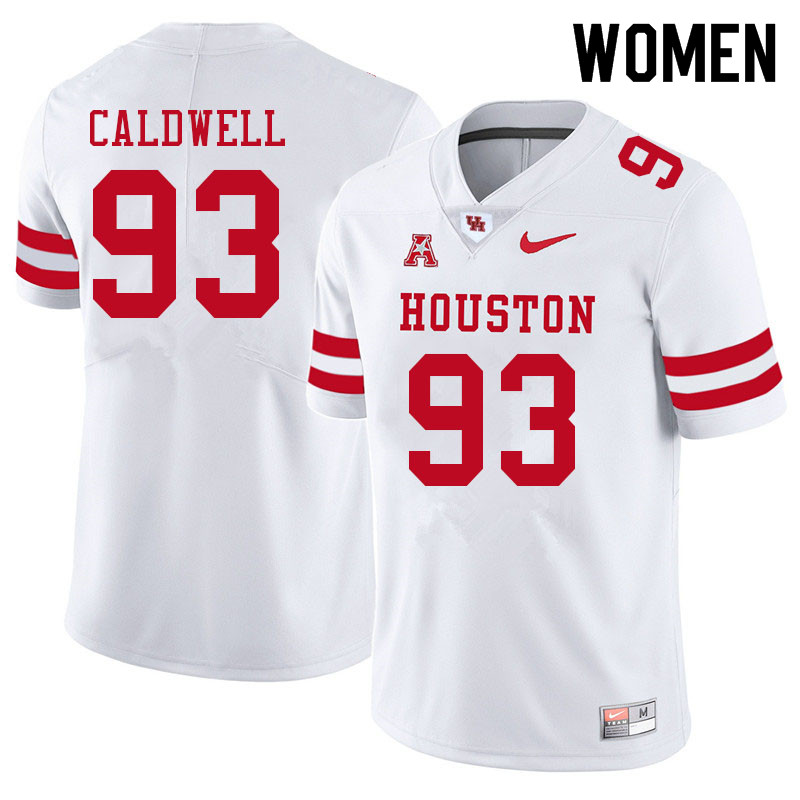 Women #93 Jamaree Caldwell Houston Cougars College Football Jerseys Sale-White - Click Image to Close